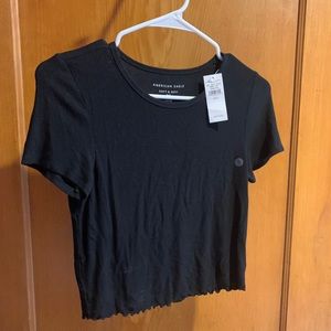 American Eagle Black Ripped Crop Top